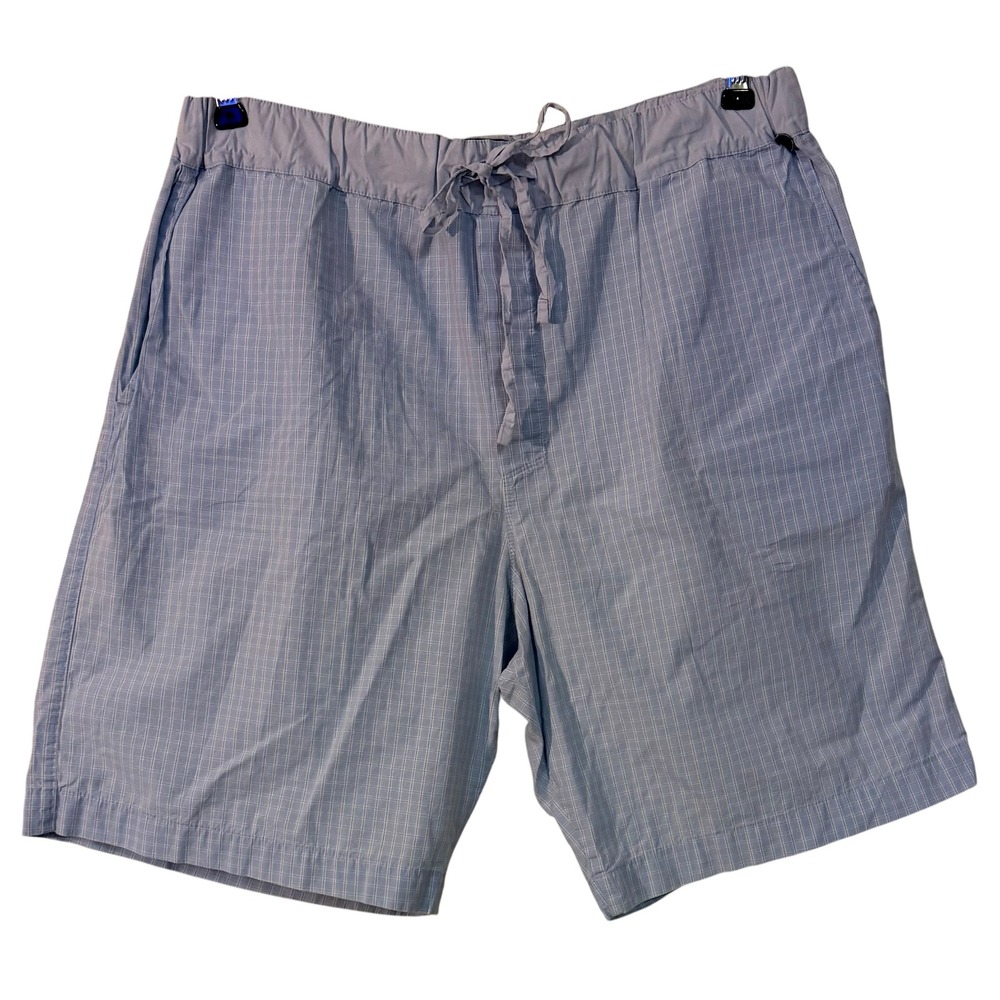 Hanro Mens Blue Check Pull On Boxers Shorts Drawstring Waist Lounge Luxury XL